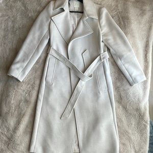 H&M Lined long fitted coat. Cream color, size XS.